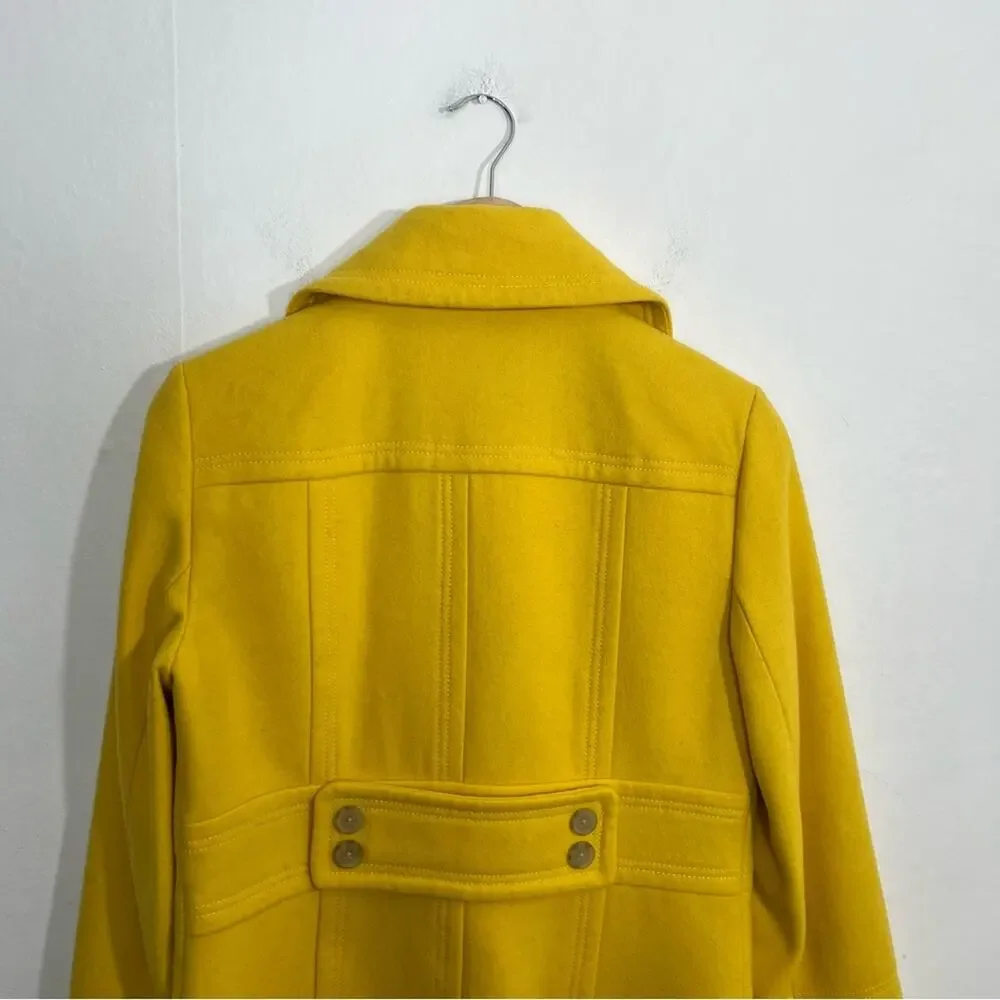 J Crew Stadium Cloth Majesty Bright Yellow Pea Coat Jacket Size 8 - Picture 7 of 13